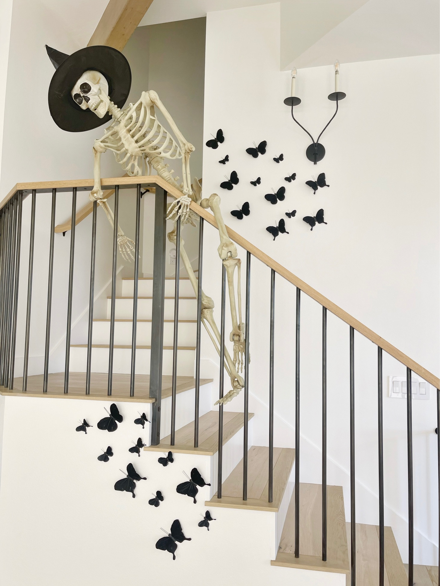 H O M E \ Halloween stairway decor! Skeleton, witch hat and butterflies! 2 Amazon home finds 💀🧙🏻‍♀️🖤

#LTKhome #LTKHalloween