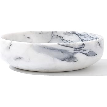 6.7" Decorative Bowl - Natural Marble Key Bowl & Centerpiece (White & Grey) | Amazon (US)