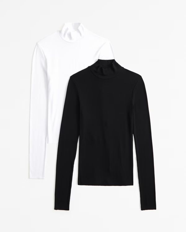 2-Pack Long-Sleeve Featherweight Rib Mockneck Tops | Abercrombie & Fitch (US)