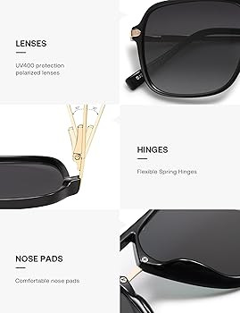 SOJOS Sunglasses for Women & Men, Square, Retro, Polarized Lens, Trendy Aviator, 90s Shades | Amazon (US)