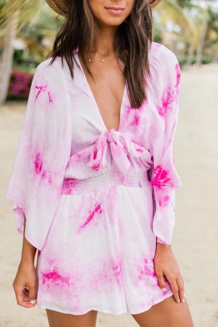 We'll Always Have Time Pink Tie Dye Romper | The Pink Lily Boutique