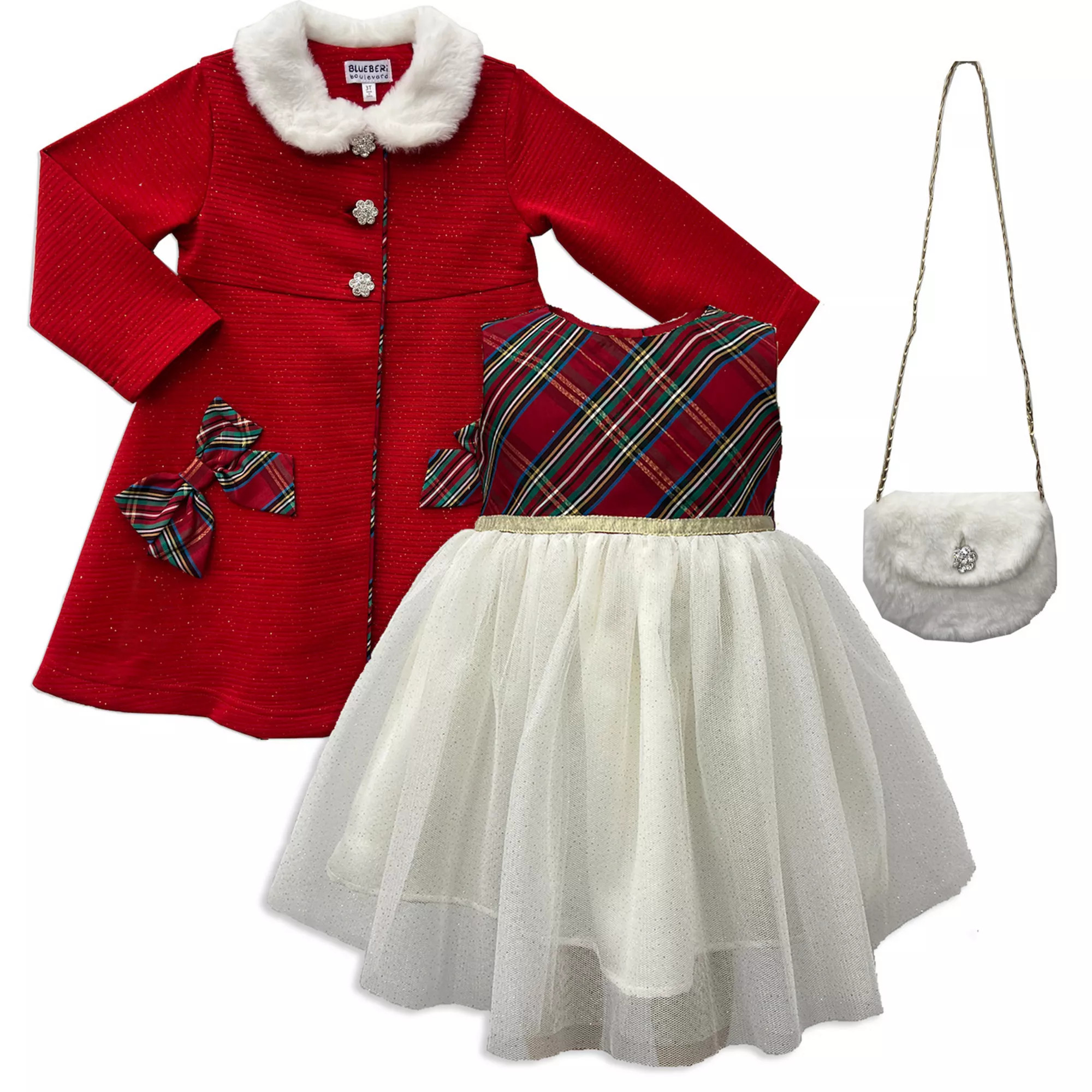 Toddler Blueberi Boulevard Plaid Tulle Dress & Faux Coat Set | Kohl's