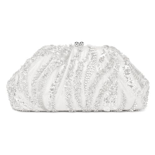 ANAMOROS Evening Clutch Purses for Women Formal Sparkly Dumpling Bag for Wedding Bridal，Silver | Amazon (US)