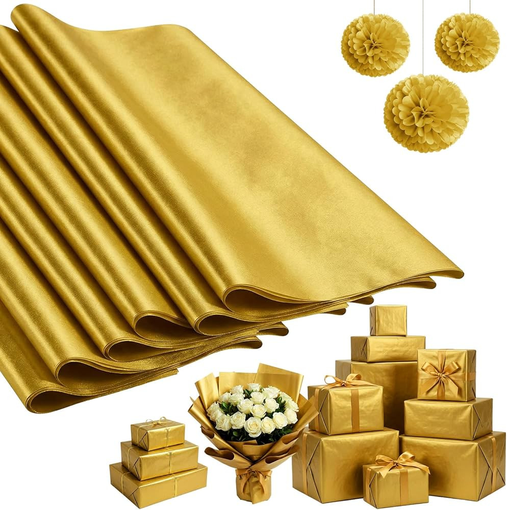 Qilery 500 Sheets Gold Tissue Paper Bulk Acid Free Wrapping Paper for Gift Bags 15 x 20 Inch for ... | Amazon (US)