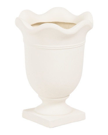 18X13.5 Fiber Clay Lightweight Scalloped Urn Planter | TJ Maxx