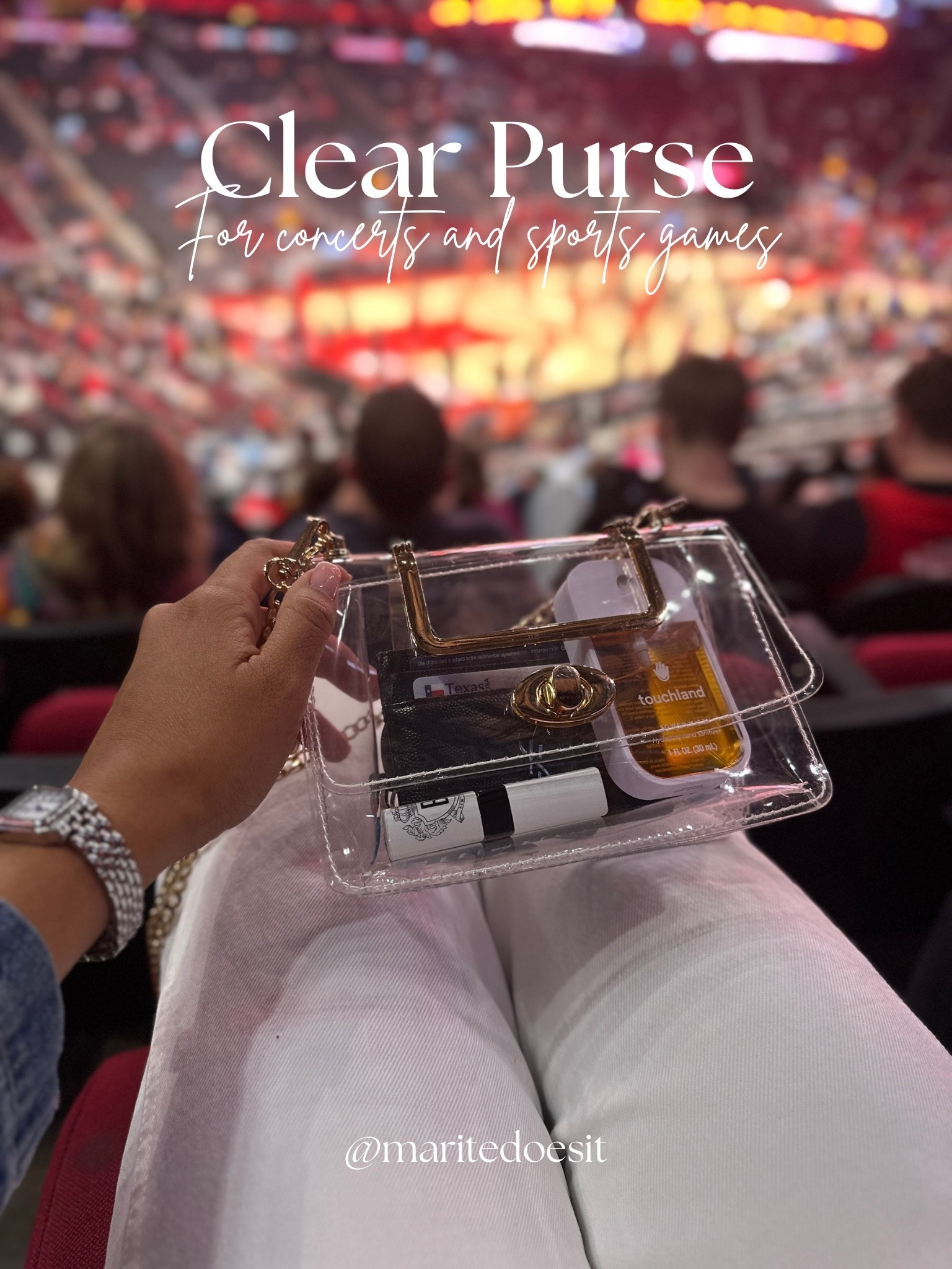 Clear purse for concerts and sports games. It fits my card wallet, phone, lipstick, keys, sanitizer, gum, and more! 

#LTKFestival #LTKootd #LTKgrwm