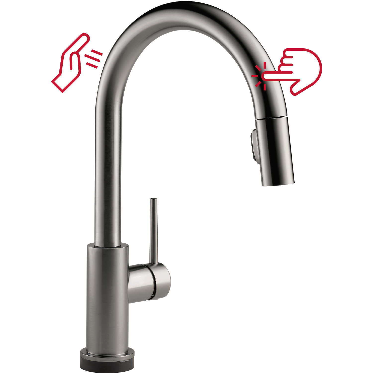 Delta Trinsic Black Stainless Single Handle Deck-mount Touchless Residential Pull-down Kitchen Faucet with Sprayer | 9159TL-KS-DST | Lowe's