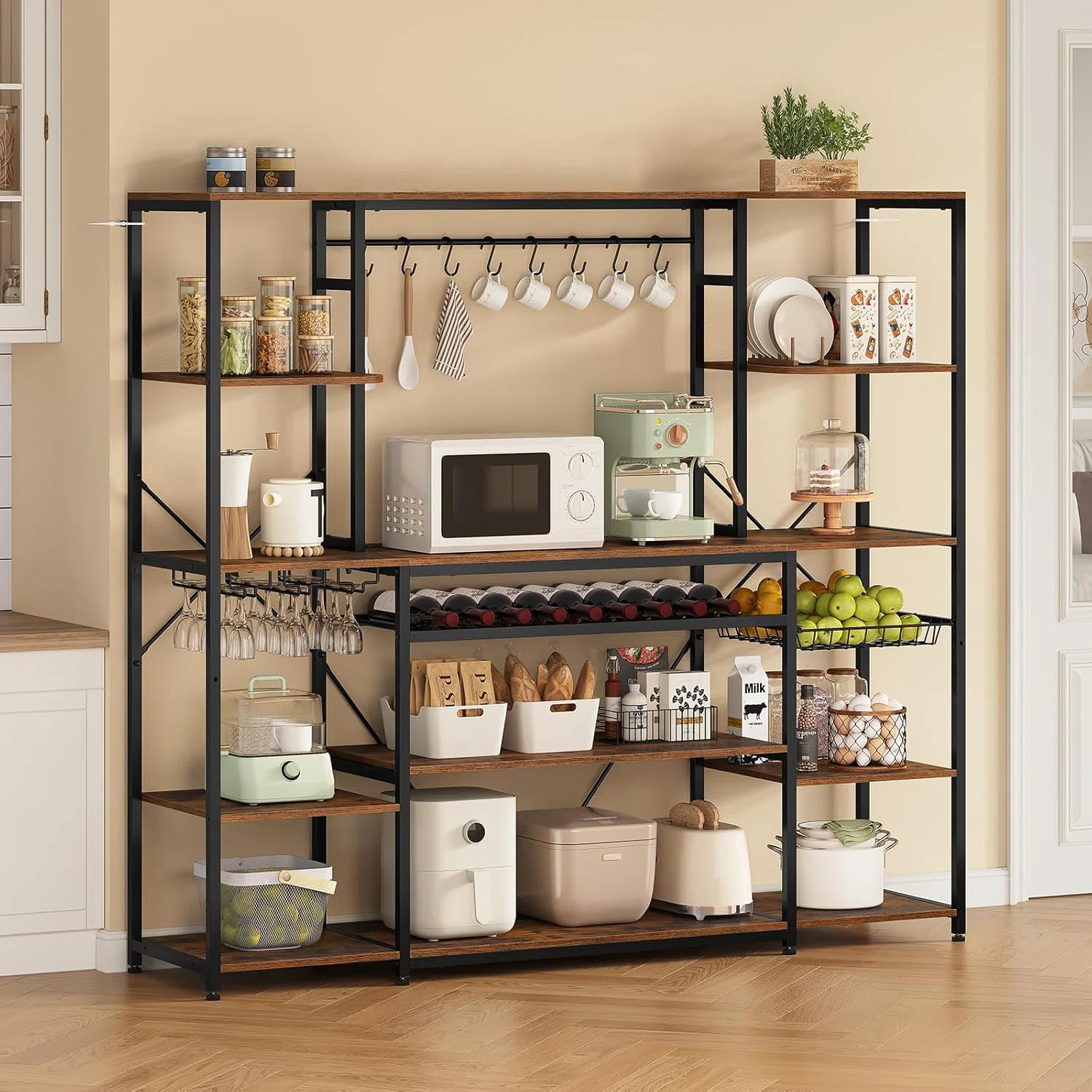 Pamlia 62.4'' Iron Baker's Rack with Power Outlet | Wayfair North America