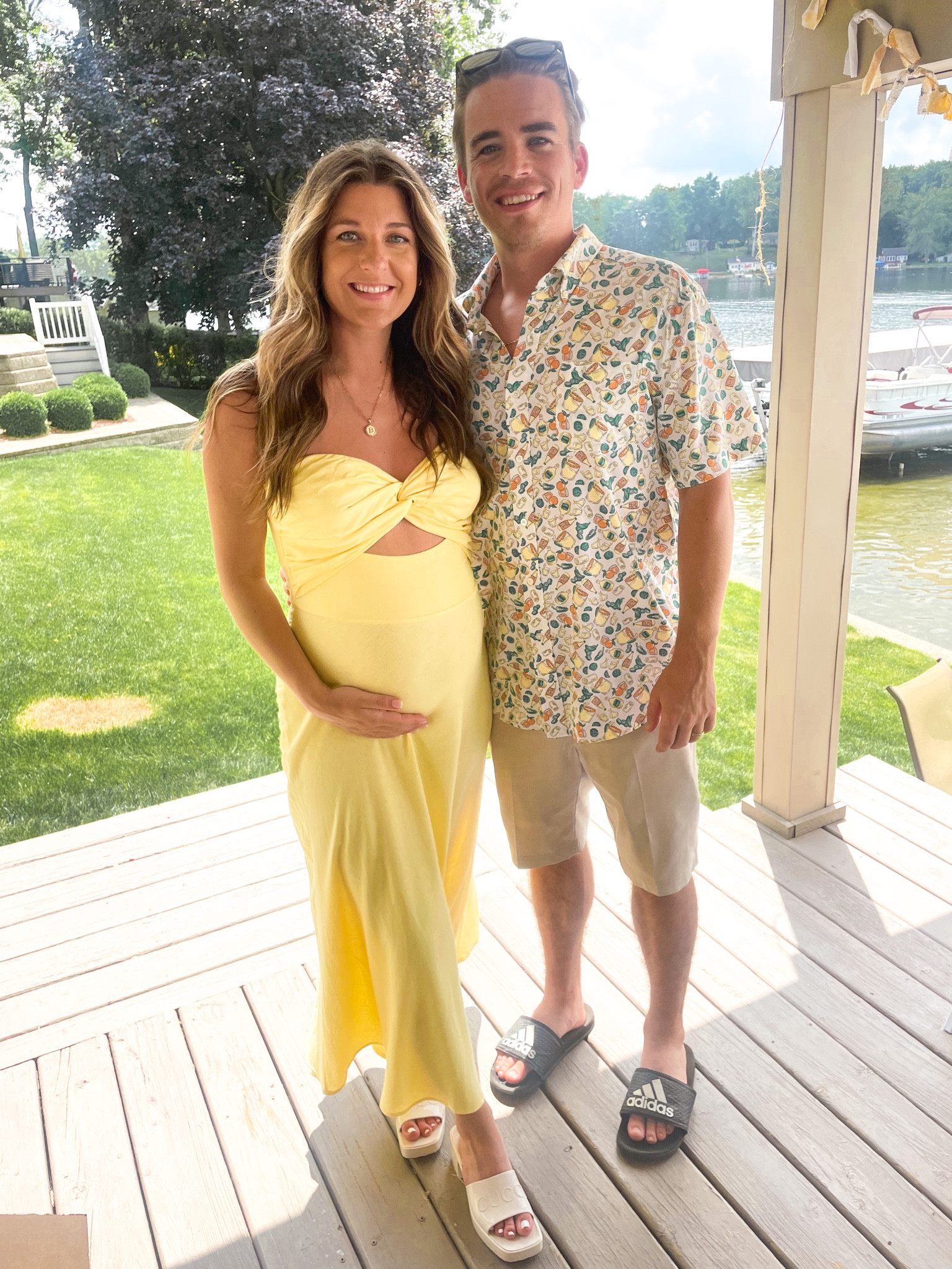 Baby shower look! Size 6 in the dress, normally a size 0/2. I could have squeezed into the 4. 30 weeks here 🤍 maternity, summer dress

#LTKsalealert #LTKmens #LTKbump