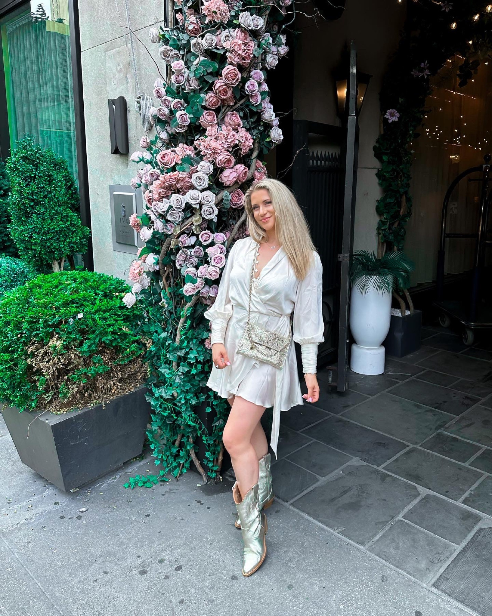 The perfect cream silk dress goes to ZIMMERMANN! 
I am 5.6 tall and wearing a size 2 (M) 
Pair it with gold shoes and accessories and you are good to go! 

#LTKstyletip #LTKSeasonal #LTKsalealert