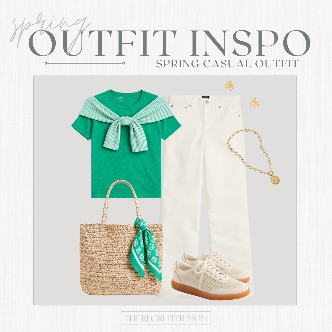 Pop of green with white denim and neutral sneakers. Casual spring look with a polished finish.
#everydaystyle #springoutfit 

 

#LTKSeasonal #LTKOver40 #LTKMidsize