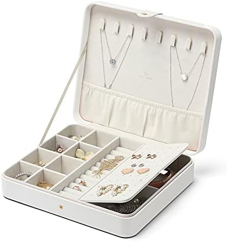 Vlando Jewelry Organizer Box, Travel Jewelry Boxes for Women Girls, Vlando Adjustable Necklace Earri | Amazon (US)