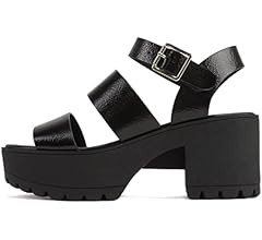 Soda ACCOUNT ~ Women Open Toe Two Bands Lug sole Fashion Block Heel Sandals with Adjustable Ankle... | Amazon (US)
