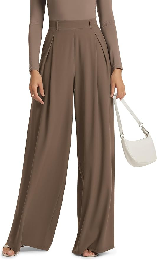 ODODOS Pleated Extra Wide Leg Pants for Women Flowy Lightweight High Waist Trouser with Pockets -... | Amazon (US)