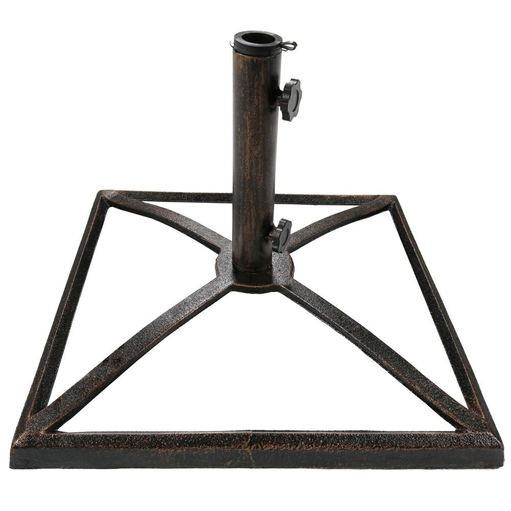 Sunnydaze Decor 17 in. Square Bronze Cast Iron Outdoor Patio Umbrella Base Stand in Black | The Home Depot