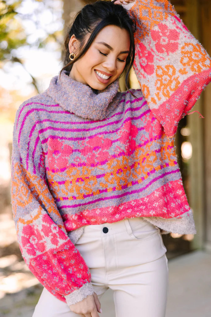 Never Miss Oatmeal Gray Floral Sweater | The Mint Julep Boutique