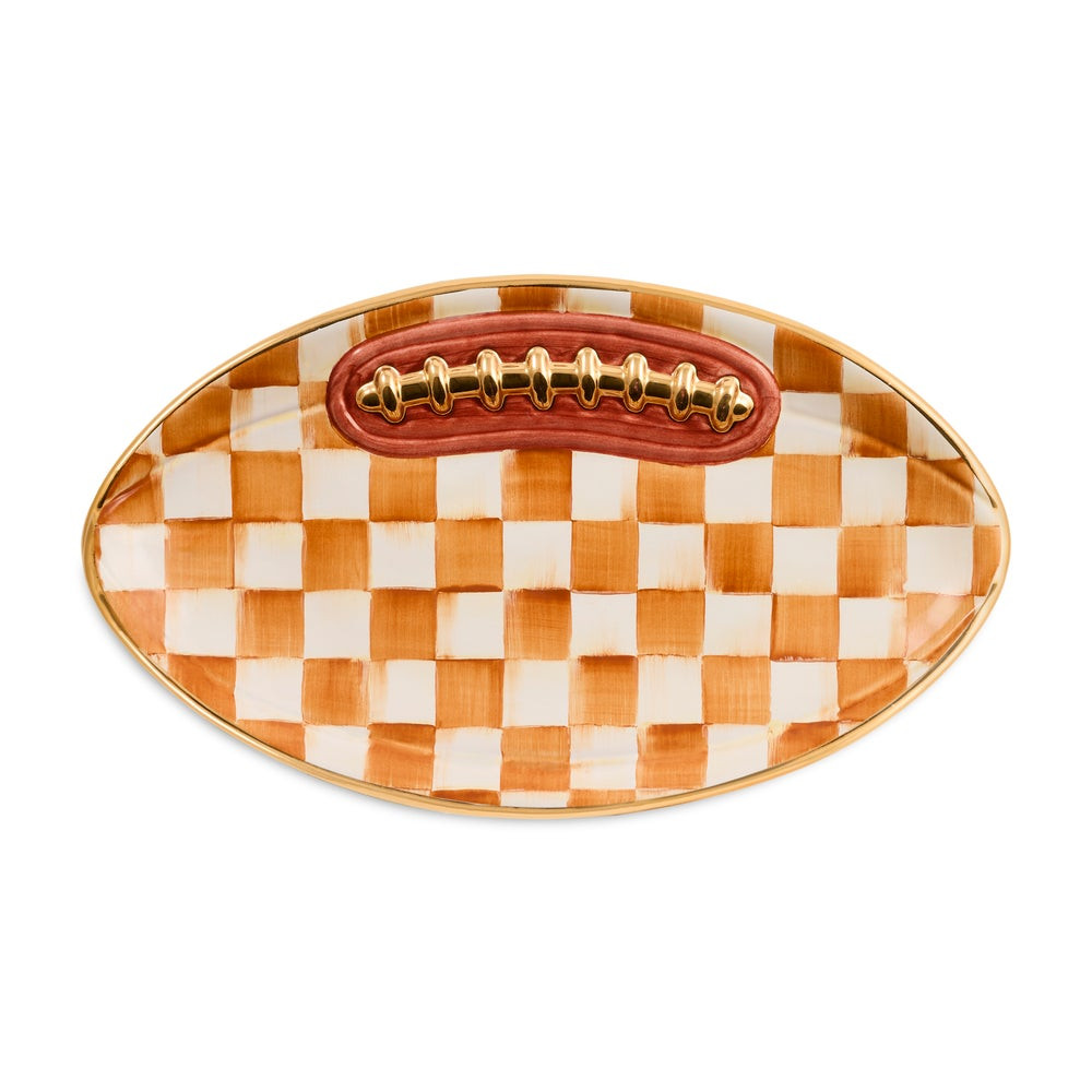 Ginger Check Ceramic Football Platter | MacKenzie-Childs