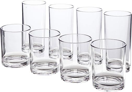 Classic 8-piece Premium Quality Plastic Tumblers | 4 each: 12-ounce and 16-ounce Clear | Amazon (US)