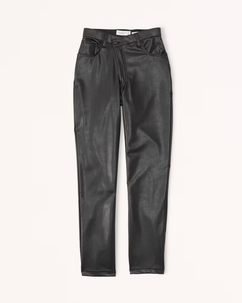 Curve Love Criss-Cross Waistband Vegan Leather 90s Straight Pants | Abercrombie & Fitch (US)