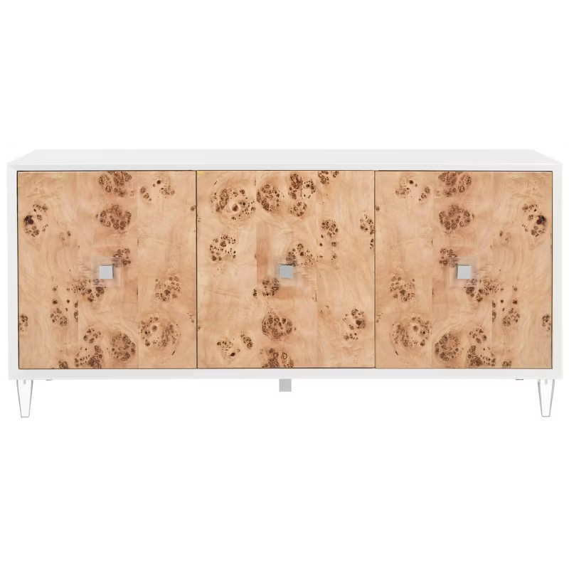 Lazaro Burlwood Sideboard White Lacquer/Brown - Safavieh | Target