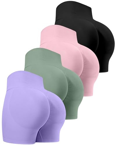 CHRLEISURE Workout Shorts Sets for Women, High Waisted Butt Lifting Scrunch Butt Sports Seamless ... | Amazon (US)