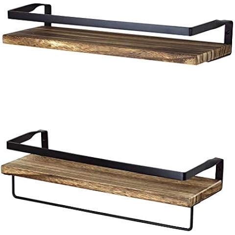 AMADA HOMEFURNISHING Floating Shelves, Bathroom Shelf with Towel Bar, Wall Shelves for Bathroom/L... | Amazon (US)