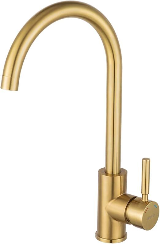 Bar Kitchen Sink Faucet Brushed Gold GAPPO 360 Lead Single Handle Bathroom Faucet Prep Kitchen Fa... | Amazon (US)