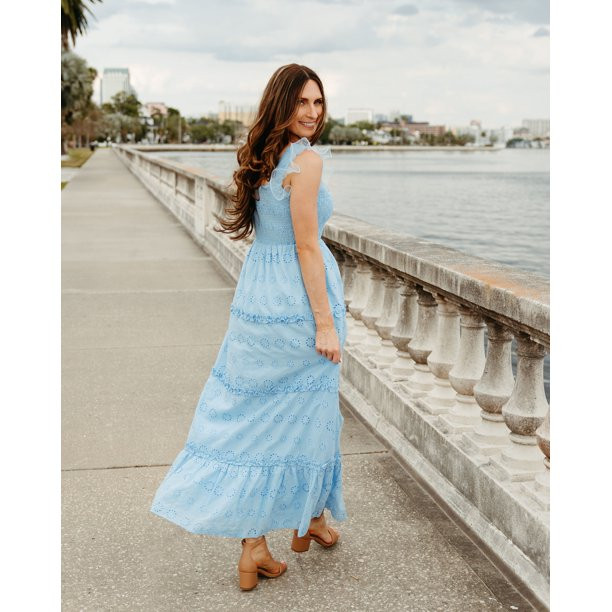 Label Rail x CheapChicFinds Women's Tiered Broderie Maxi Dress | Walmart (US)