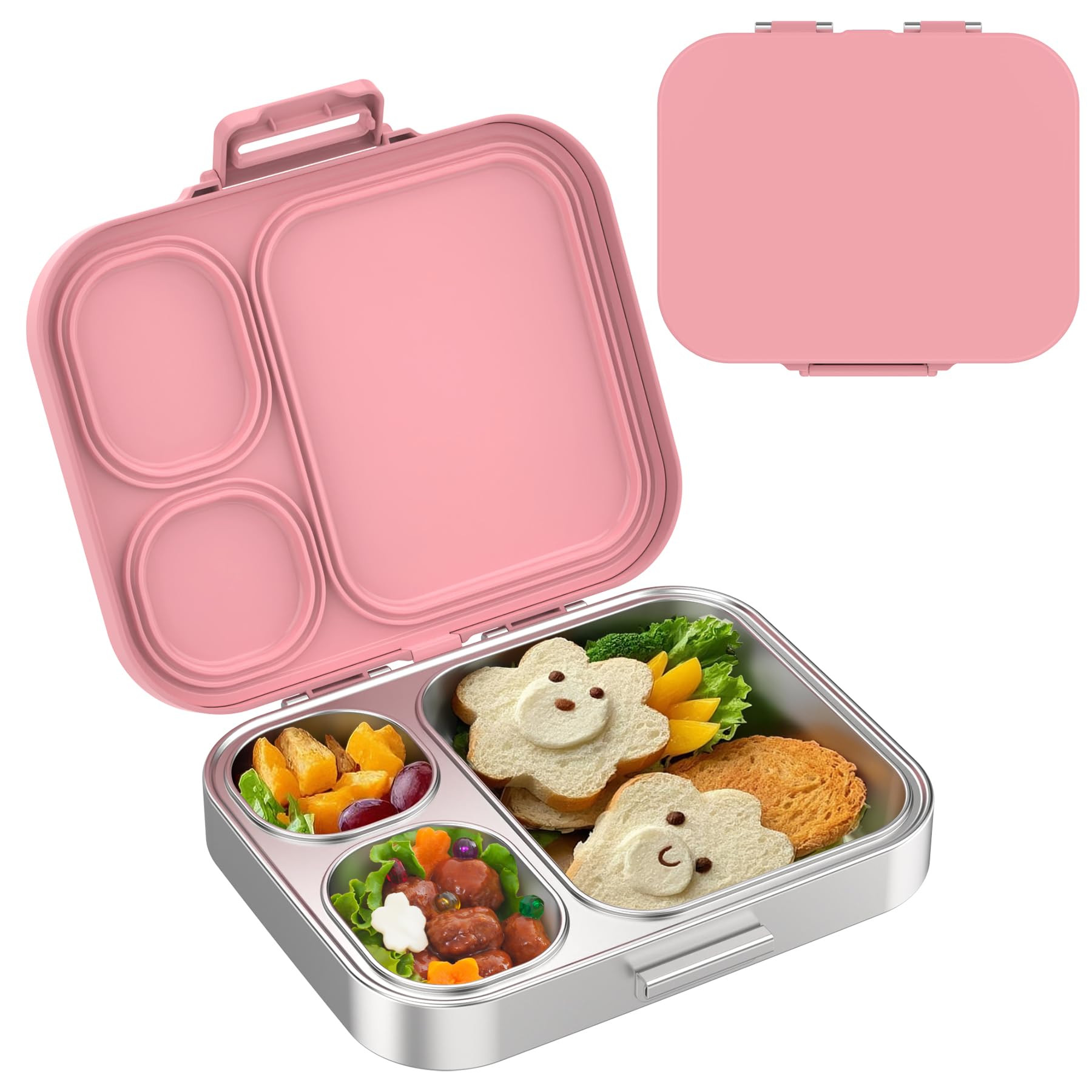 Stainless Steel Lunch Box, Leak-Proof with free sealing Bento Box 3 Compartments, Metal Lunchbox ... | Amazon (US)