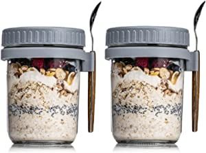 Xigugo Overnight Oats Container with Lid and Spoon ,Overnight Oats Jars ，10 oz Cereal ，Milk ... | Amazon (US)