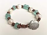 Sand Dollar Bracelet in Sea Glass Color with Freshwater Pearls | Amazon (US)