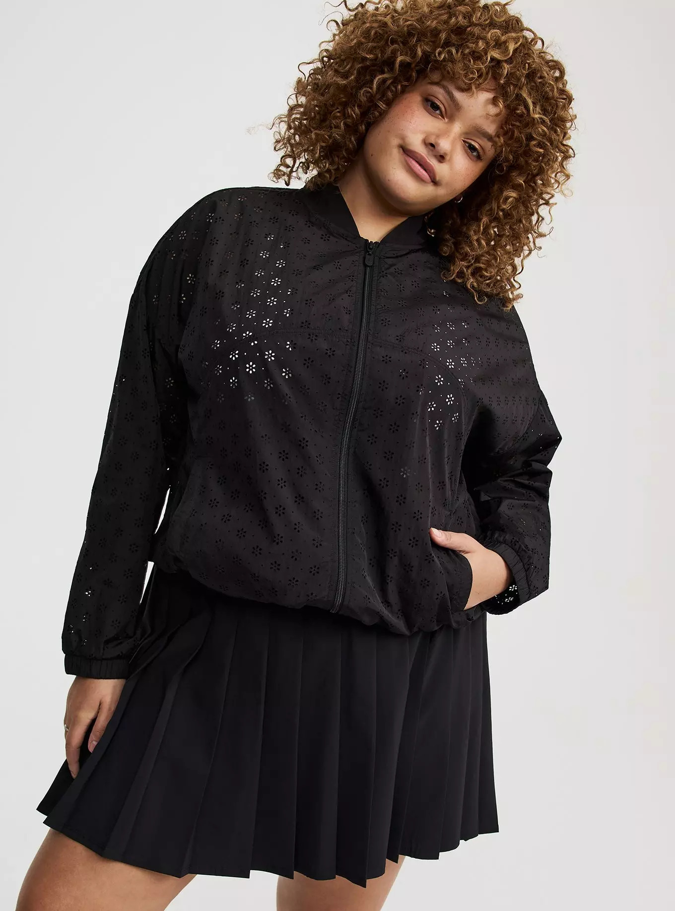 Nylon Eyelet Bomber Active Jacket | Torrid (US & Canada)