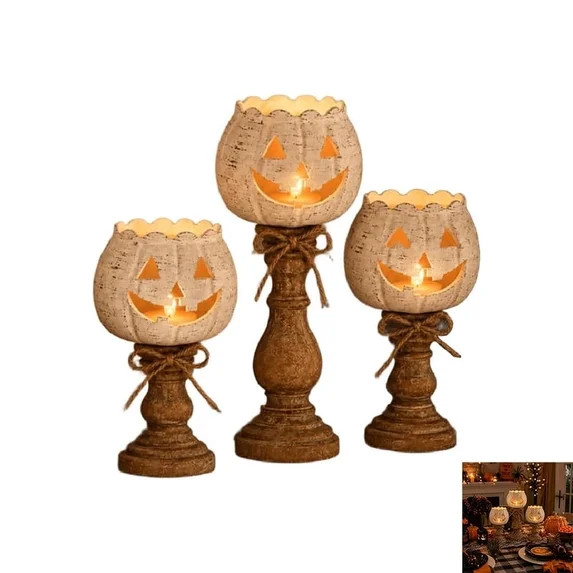 Halloween Pumpkin Tealight Candle Holder Set, Halloween Pumpkin Tea Light Candle Holders Decor, F... | Walmart (US)