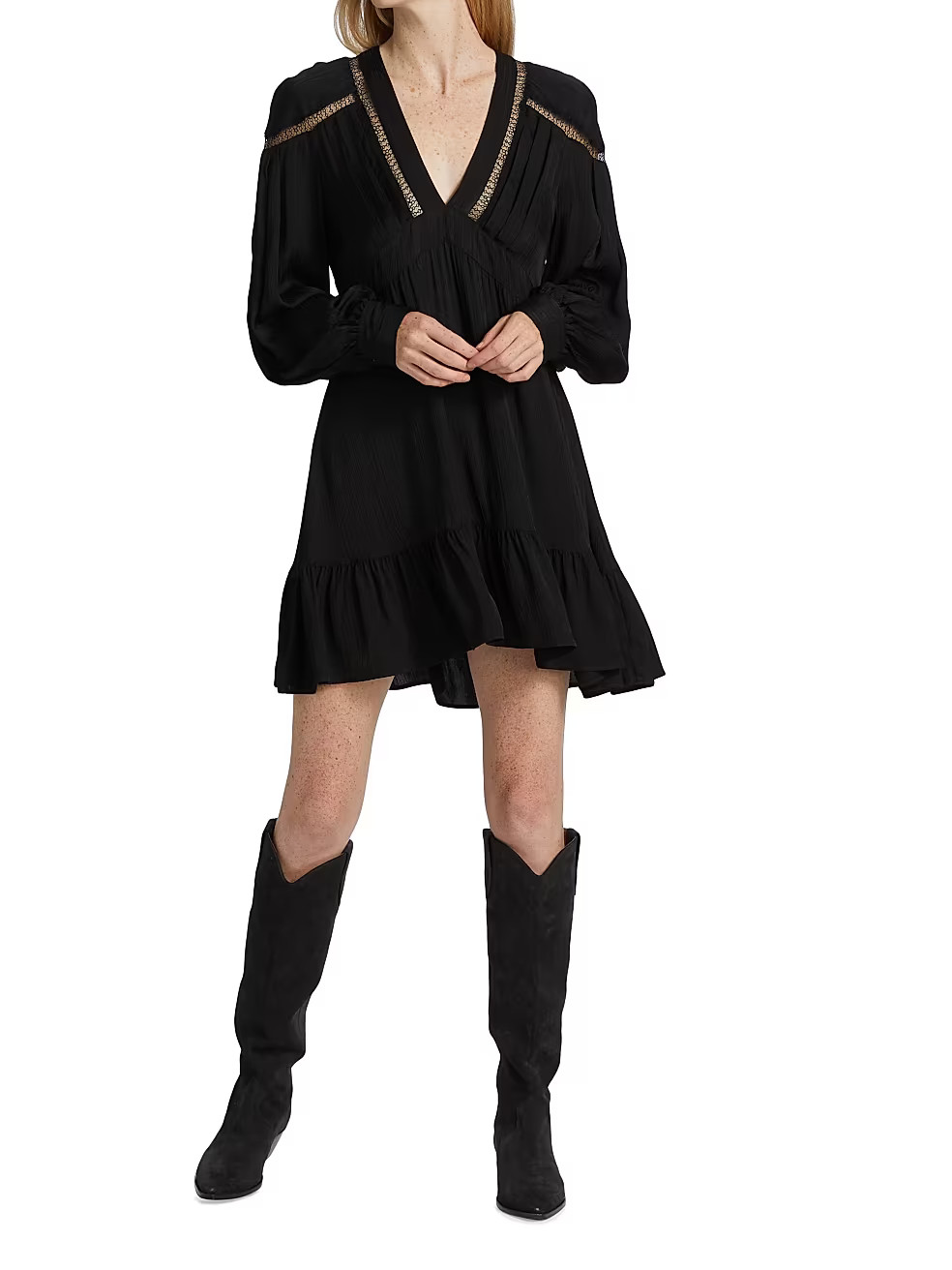 Bilam Lace-Trim Tiered Mini Dress | Saks Fifth Avenue