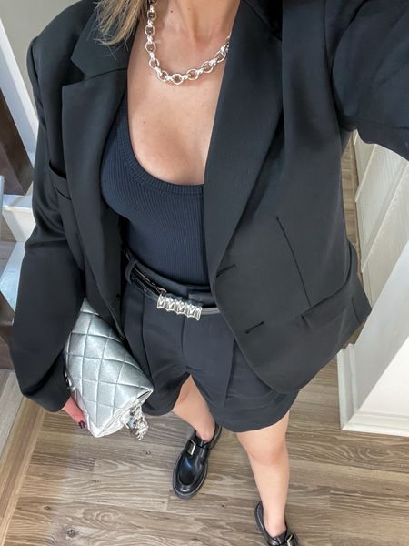 Spring workwear fit check 🖤 Loving these tailored shorts that can be styled so many different ways. From work to weekend, change up the accessories and shoes for a different vibe. 

Workwear, tailored shorts, bodysuit, blazer, spring outfit, loafers, spring shoes, belt, silver jewelry, Abercrombie, Khaite belt, The Stylizt



#LTKfindsunder100 #LTKstyletip #LTKworkwear