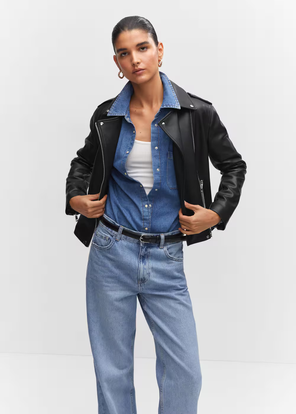 Faux-leather biker jacket -  Women | Mango USA | MANGO (US)