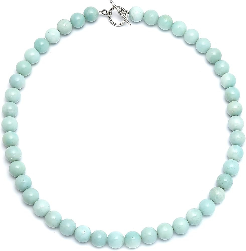 Simple Classic Hand Knotted Created Semi Precious Gemstone Round Ball 10MM Bead Strand Choker Col... | Amazon (US)