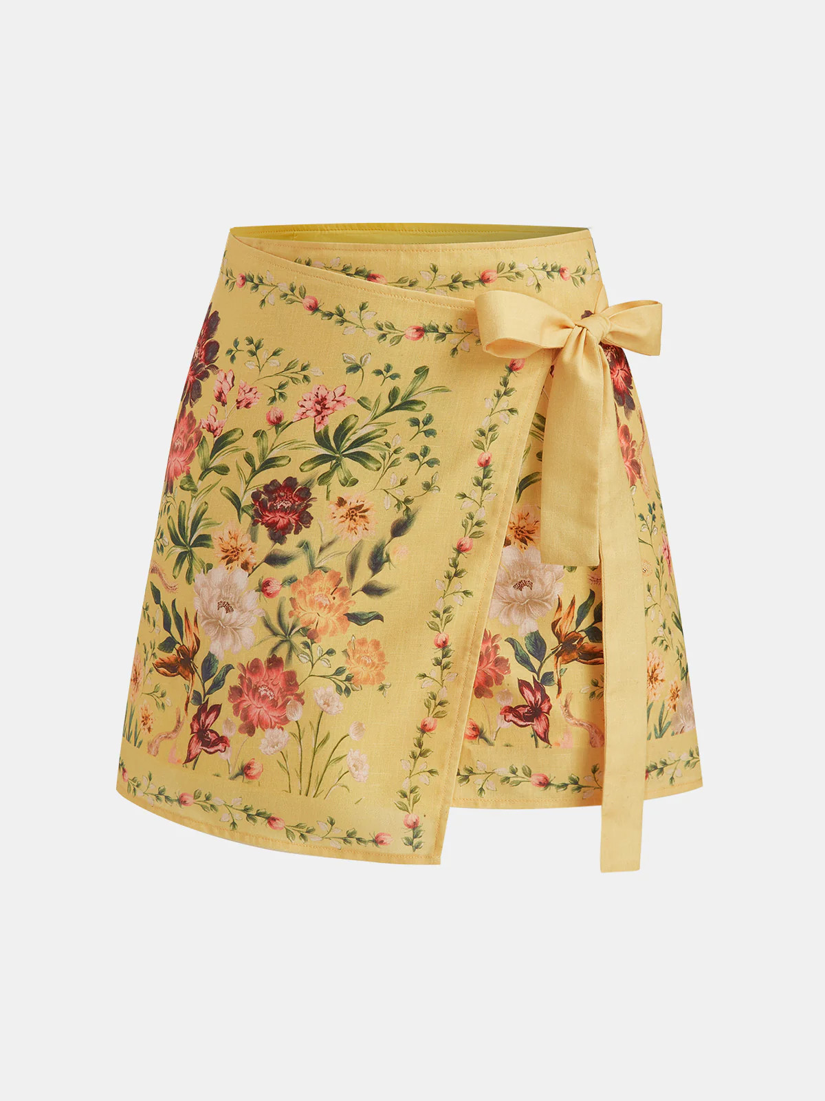 Floral Print Tie Wrap Mini Skirt | Commense