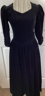 Vintage Laura Ashley Black Velvet Victorian Goth Dress Puff Sleeve Size 10 US  | eBay | eBay US