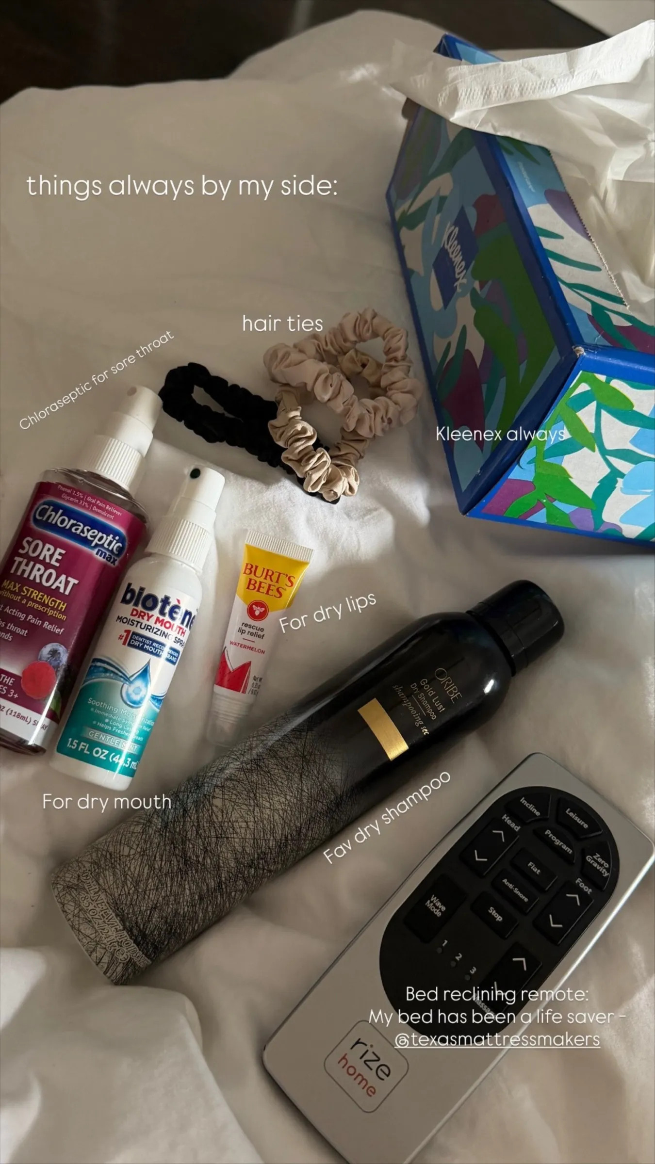 A few of my everyday must-haves that I repurchase again and again. From Oribe for fresh hair days to Silke London hair ties, Biotène for daily oral care, and Kleenex tissues, these are the little essentials that make a difference.

 

 #LTKselfcare #LTKActive #LTKTravel