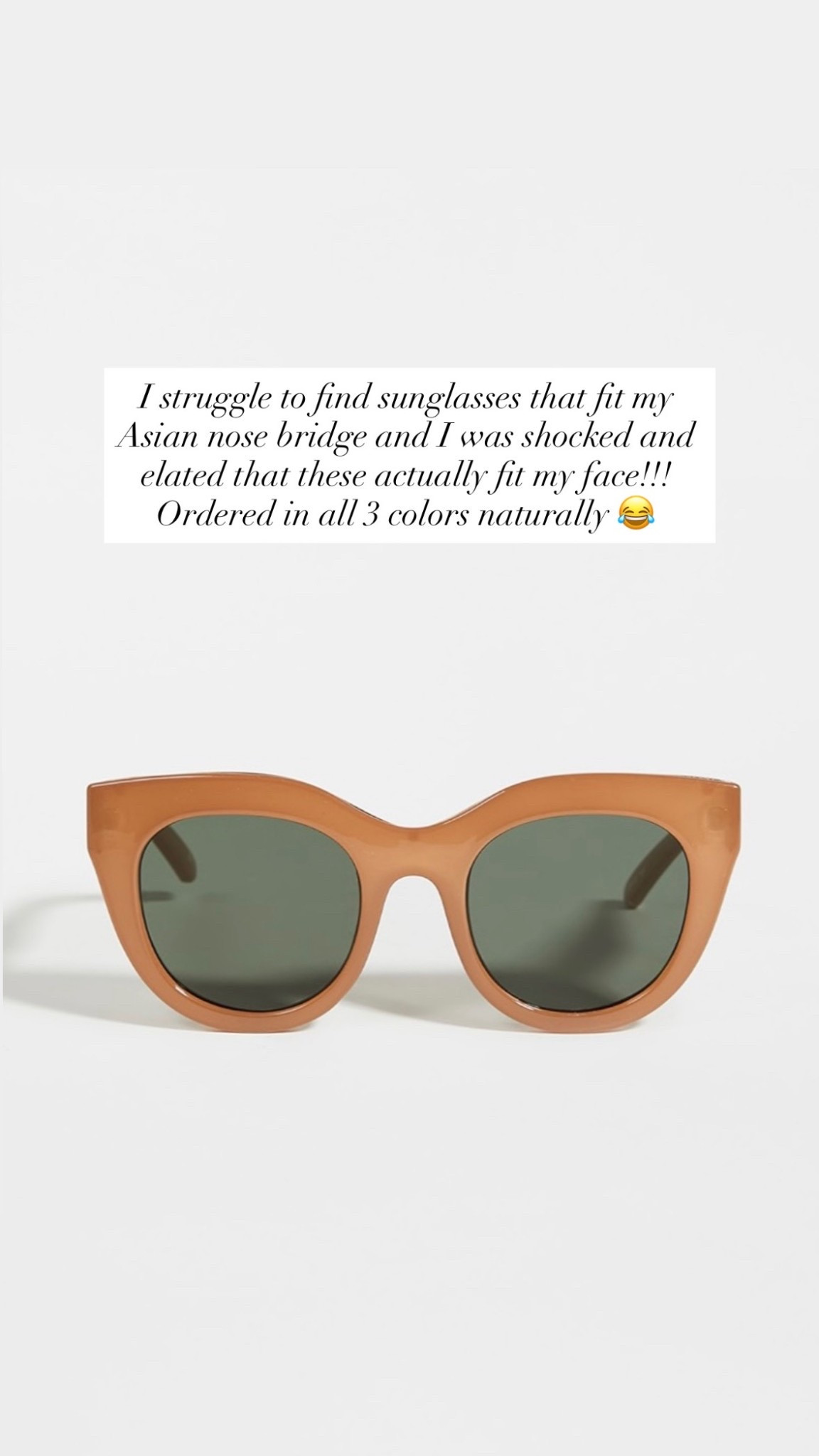 Cat eye sunglasses great for an Asian nose bridge! Sunnies, under $100! 

#LTKFindsUnder100 #LTKSeasonal #LTKStyleTip