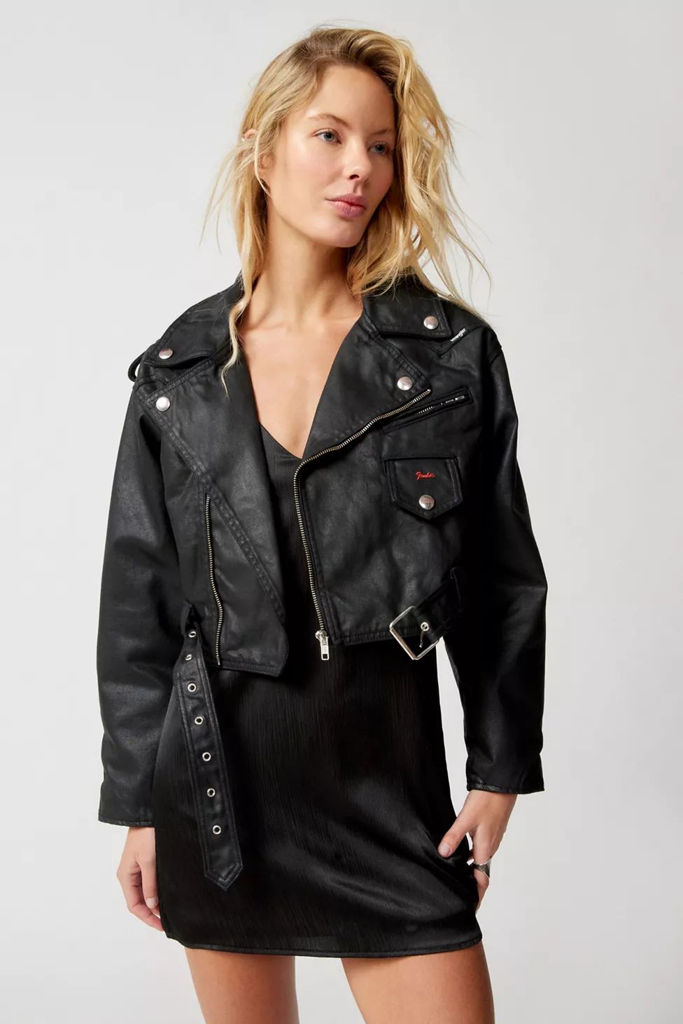Wrangler X Fender Cropped Moto Jacket | Urban Outfitters (US and RoW)
