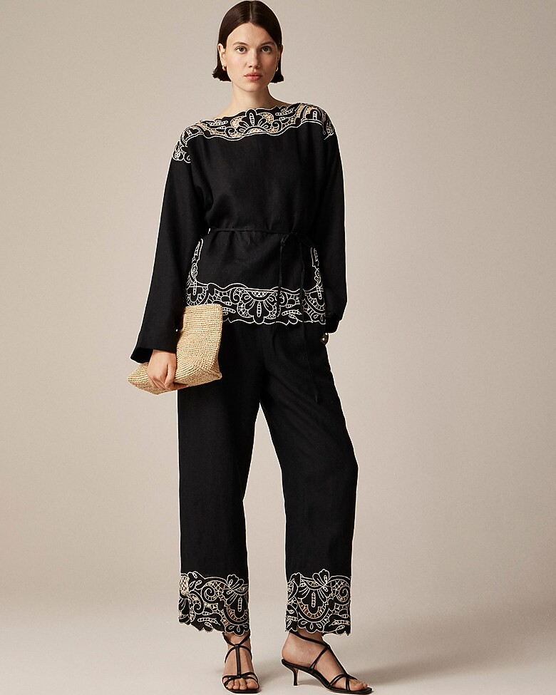 Cutwork tunic top in linen | J. Crew US
