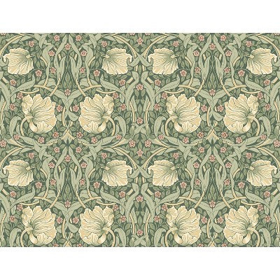 NextWall Pimpernel Floral Peel and Stick Wallpaper: Vintage Green Botanical Vinyl, Repositionable & Washable, 40.5 Sq Ft Coverage | Target