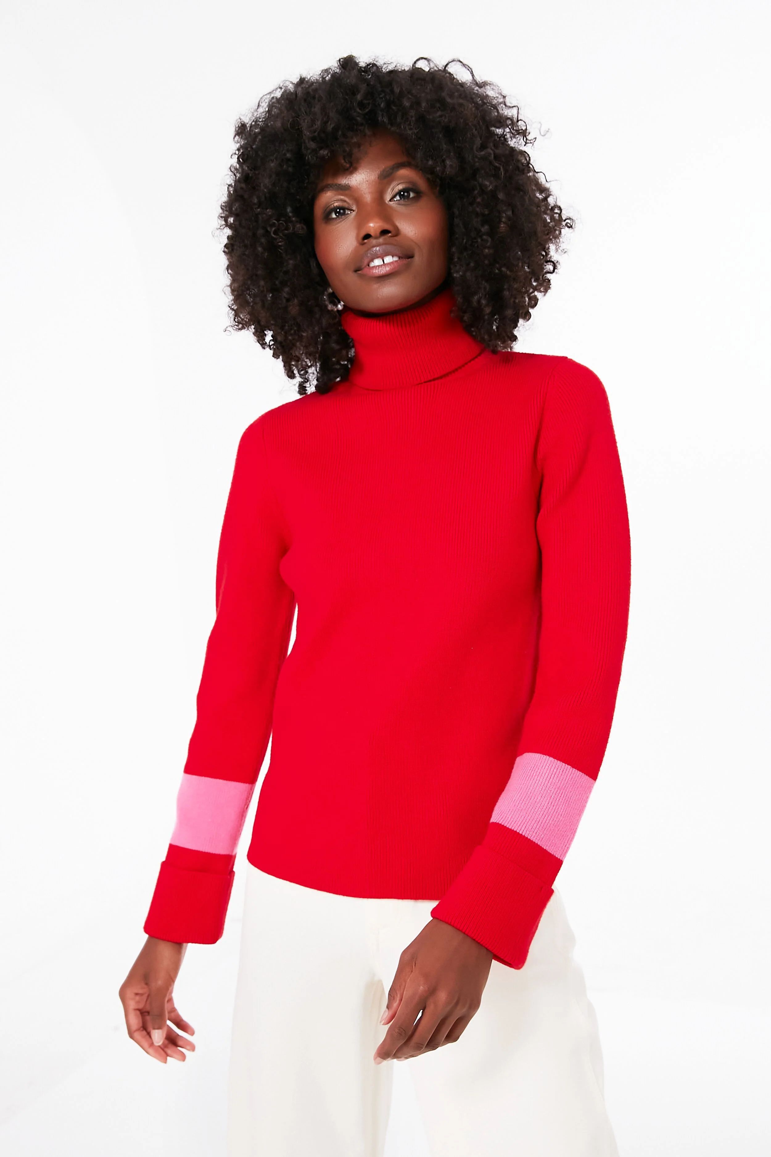 Red and Pink Colorblock Remi Turtleneck | Tuckernuck (US)