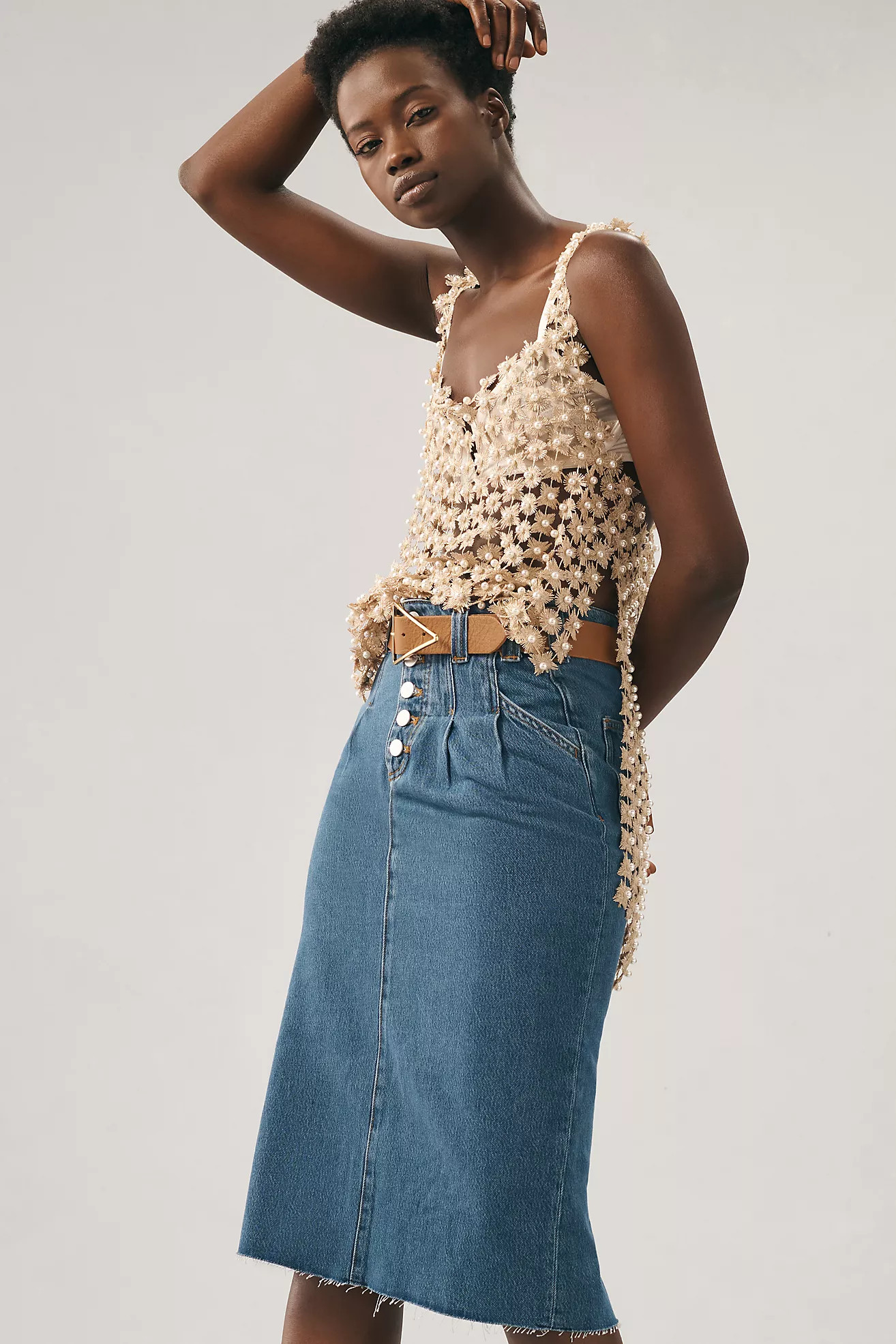 Pilcro Denim Midi Skirt | Anthropologie (US)