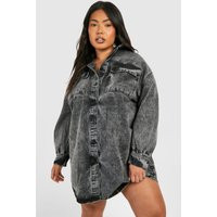 Womens Plus Denim Oversized Shirt Dress - Grey - 18 | boohoo (US & Canada)