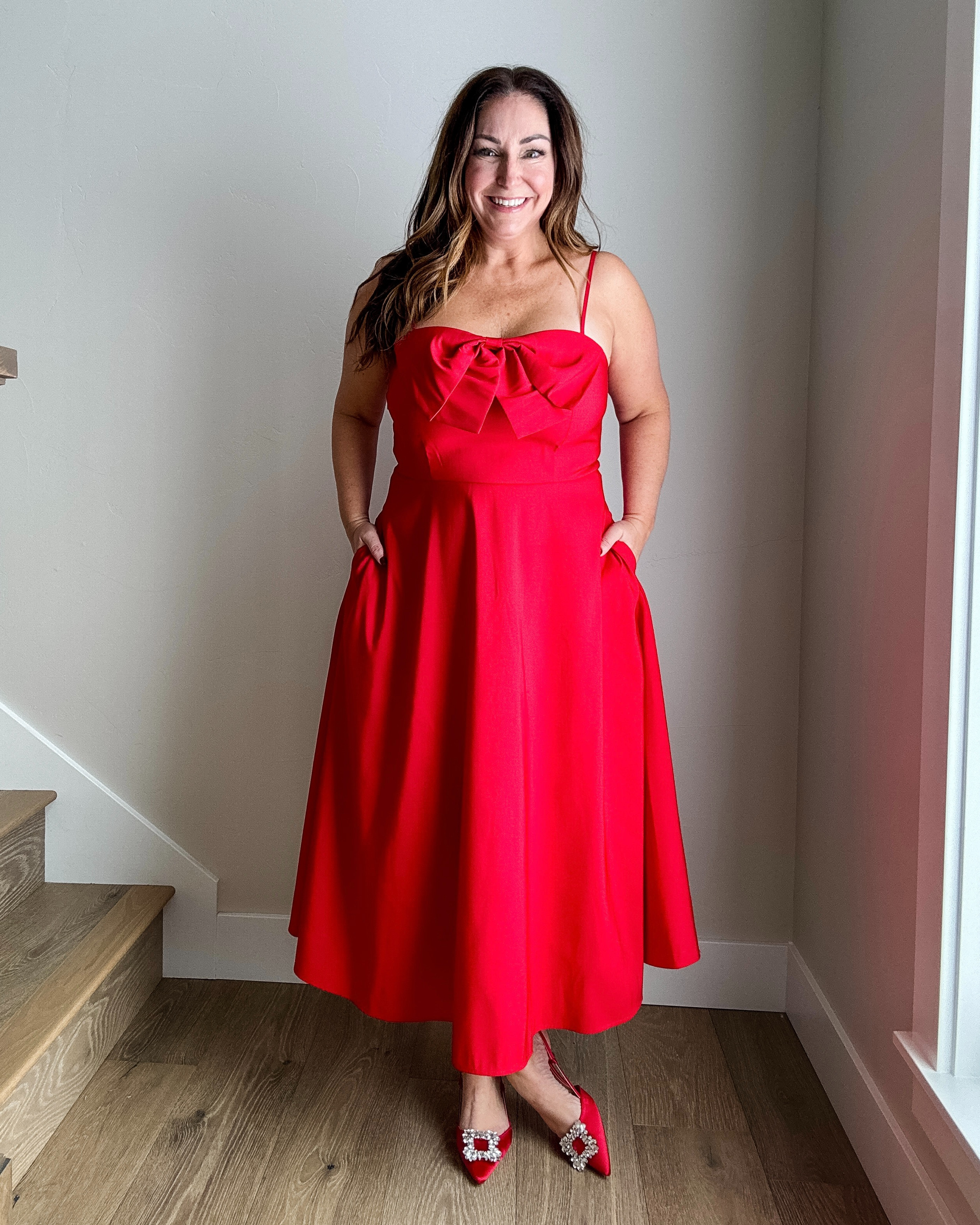 Holiday Dress from Target size up for larger chest wearing 12 need 14 

holiday dress, bow dress, red dress, midi dress  

 #LTKHoliday #LTKMidsize #LTKFindsUnder50