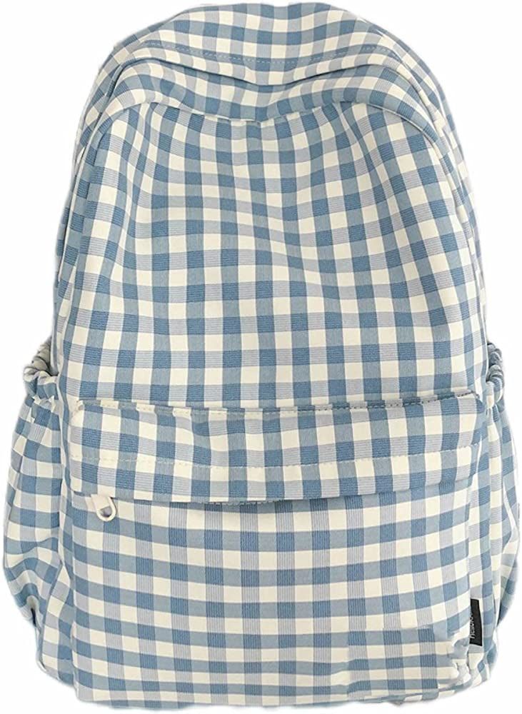 Casual Backpack Blue Gingham for Big Girls College to Back to School Work or Travel | Amazon (US)