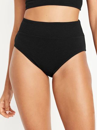 Banded High-Waist Bikini Swim Bottoms | Old Navy (US)